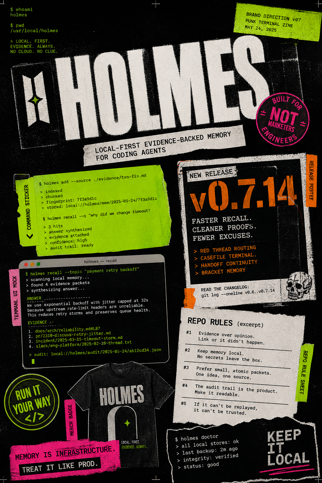 Holmes v16 terminal zine logo world