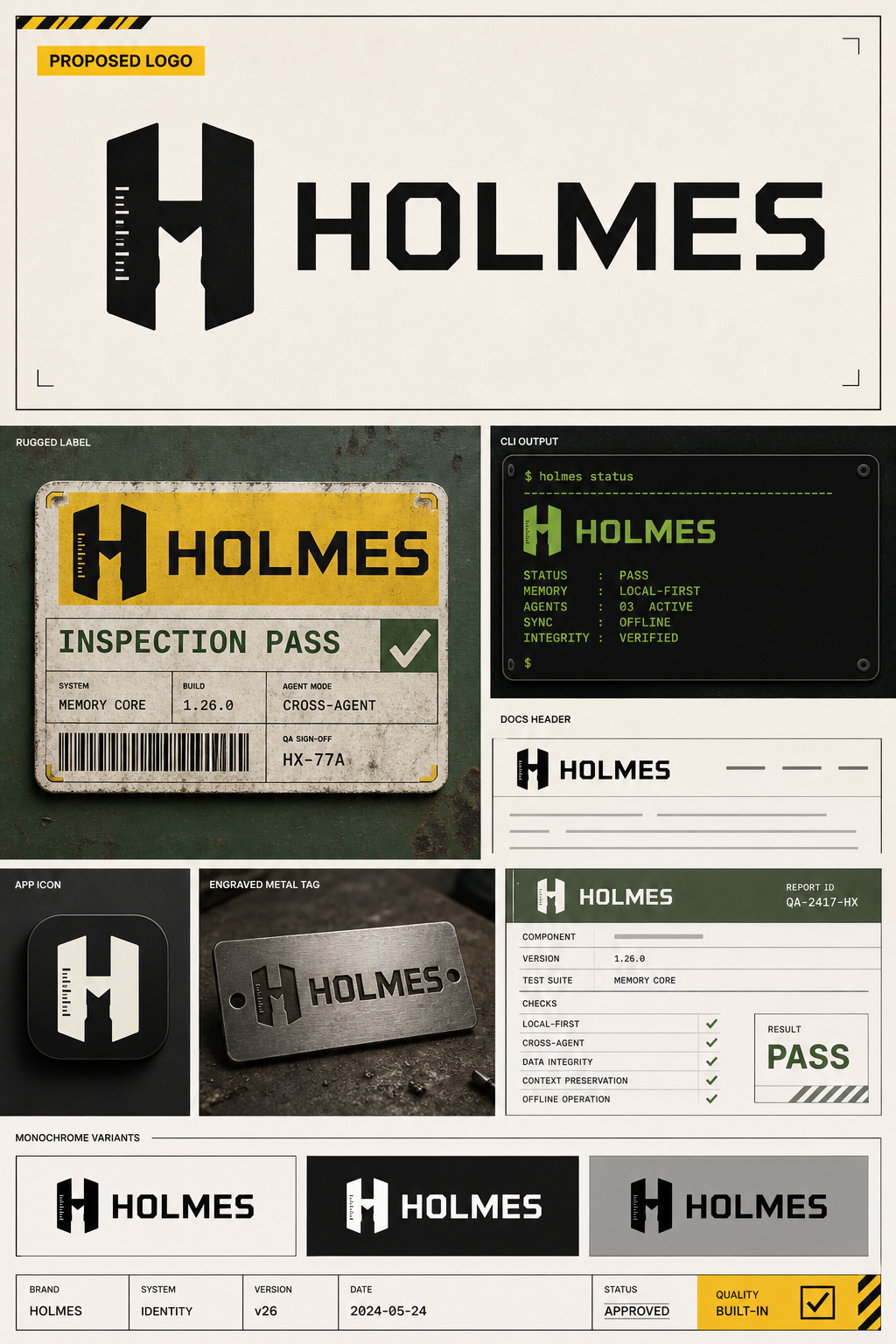 Holmes v26 inspection label brand board